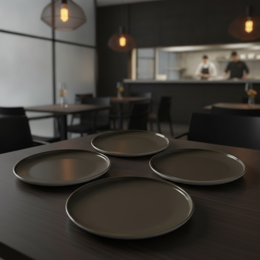 Porcelain Brown Plates 260mm for Catering & Hospitality (Pack of 3)