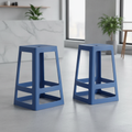 Polypropylene Blue Base High Stools 650x430mm for Indoor & Outdoor Use (Pack of 2)