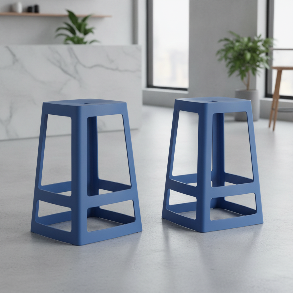 Polypropylene Blue Base High Stools 650x430mm for Indoor & Outdoor Use (Pack of 2)