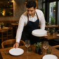 Hand Decorated Walled Plates White Vitrified Ceramic for Dining Tables (Pack of 6)