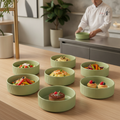 Porcelain Sage Green Bowl 550ml for Buffet Displays (Pack of 6)