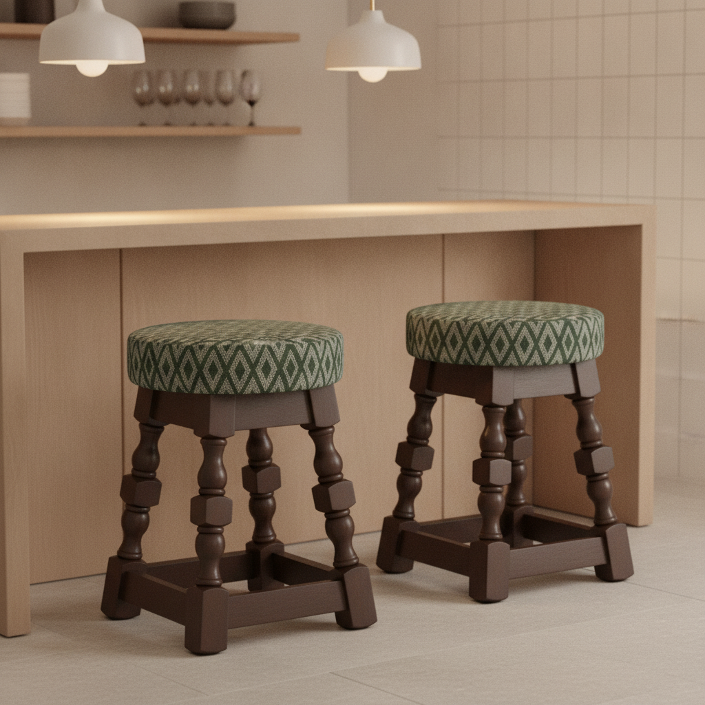Rubber Wood Low Bar Stools 500x345mm for Casual Dining (Pack of 2)