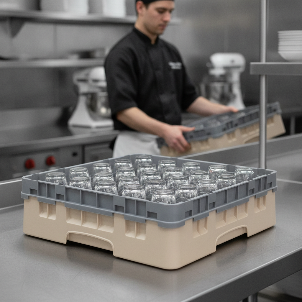 Polypropylene Beige Camrack 30 Compartment Rack for Safe Transport