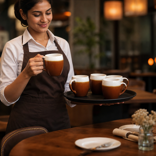 Bulb Mugs Brown Brown Vitrified Ceramic for Cafés (Pack of 6)