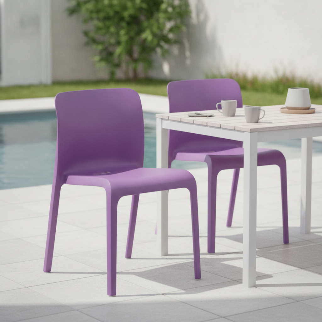 Polypropylene POP Chairs in Lilac 780x480mm for Indoor & Outdoor Use (Pack of 2)