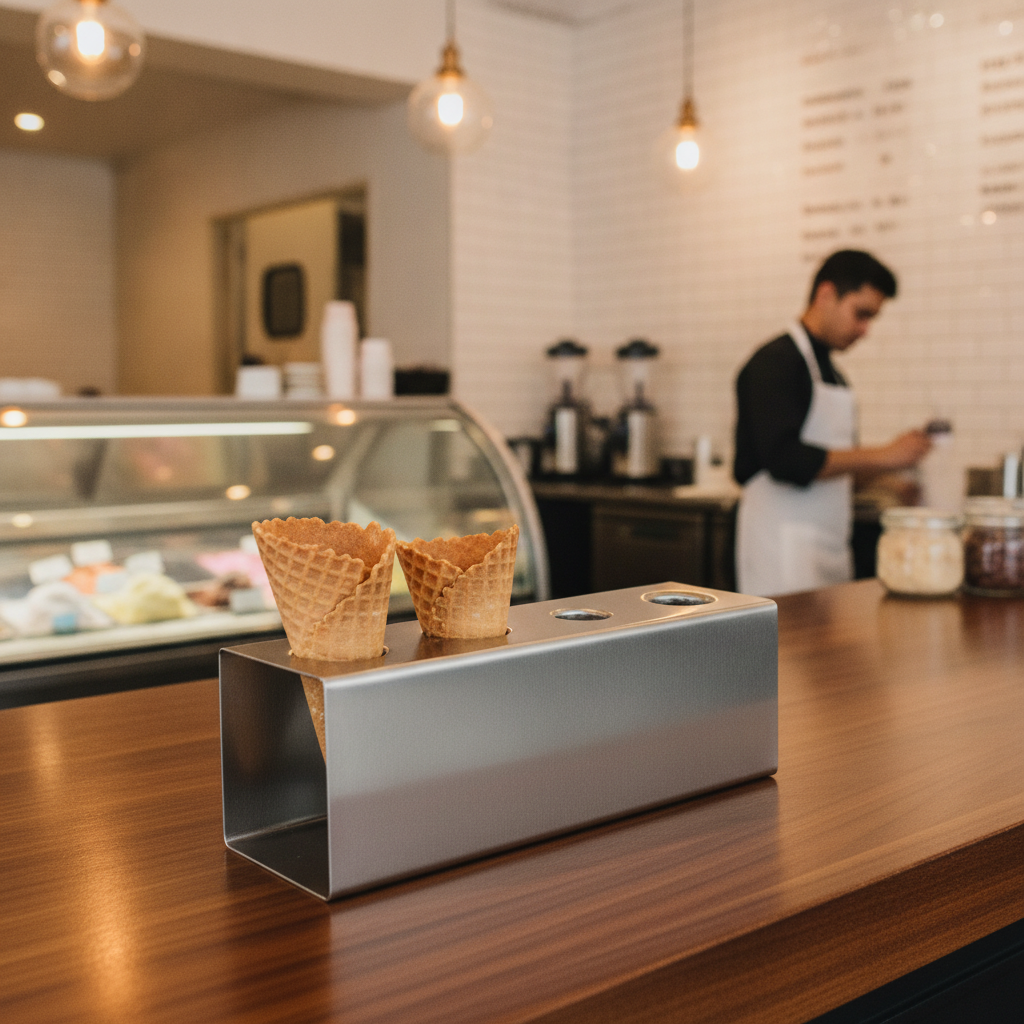 Stainless Steel Ice Cream Cone Holder for Ice Cream Shops