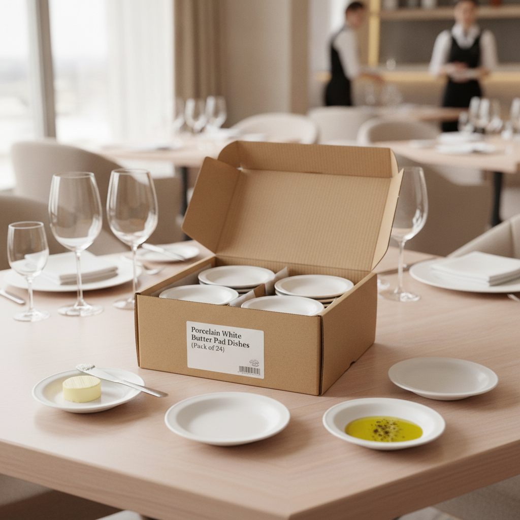 Porcelain White Butter Pad Dishes 102mm for Casual Dining (Pack of 24)