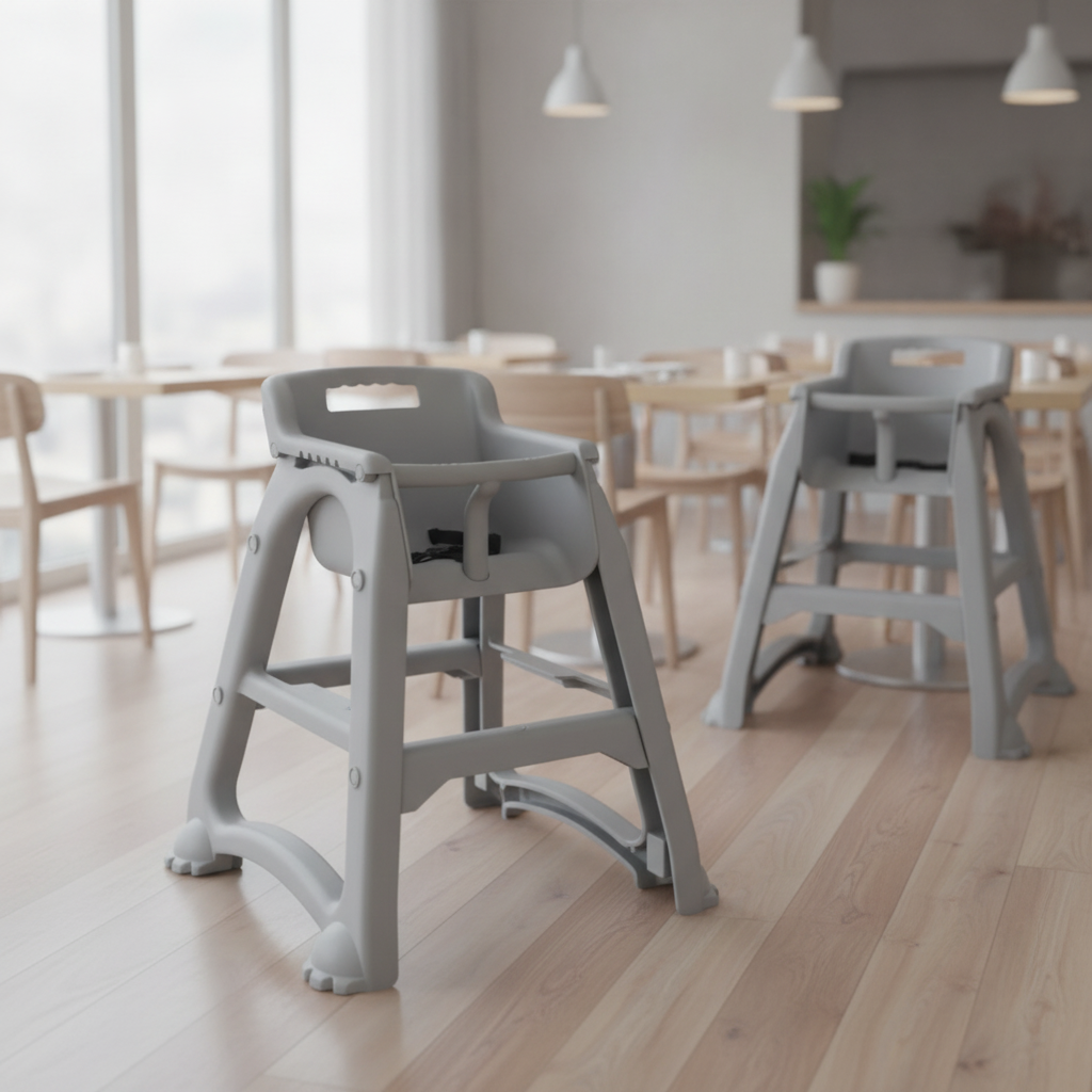 Durable Grey Polypropylene Stackable High Chair 730x650mm for Dining Areas