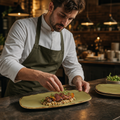 Oblong Chefs Plates Green Porcelain for Rustic Dining (Pack of 12)