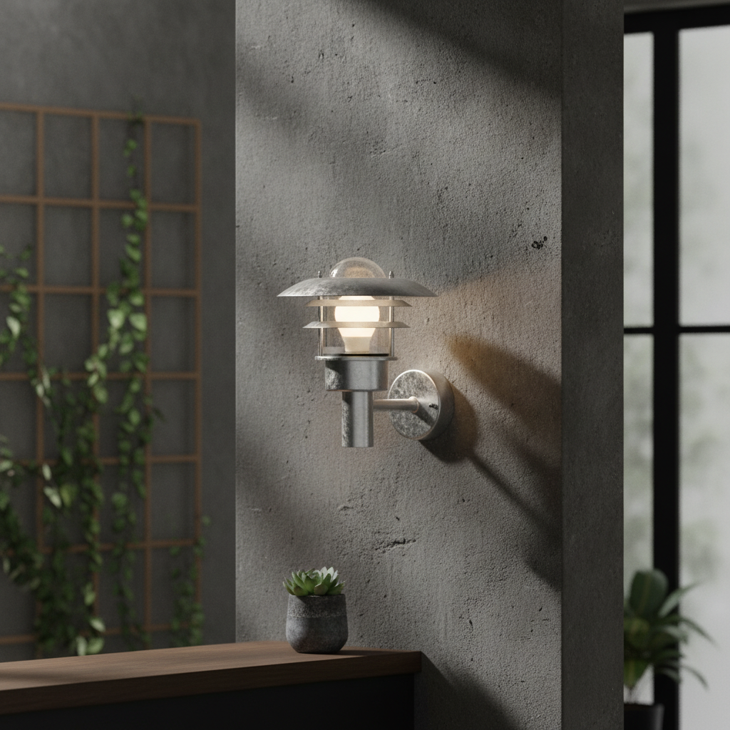 Galvanised Steel Wall Light for Outdoor Spaces