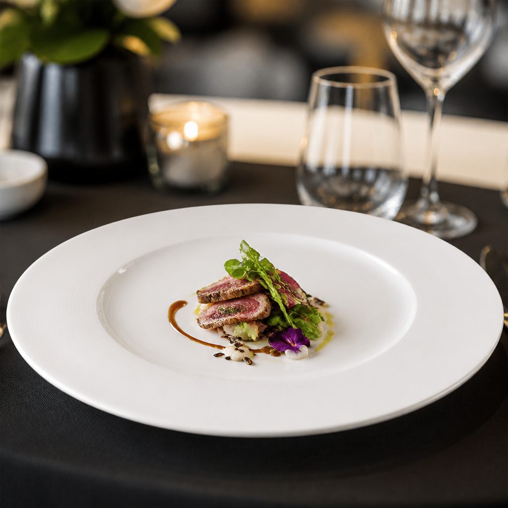 Wide Rim Plates 275mm Bone China for Fine Dining (Pack of 6)