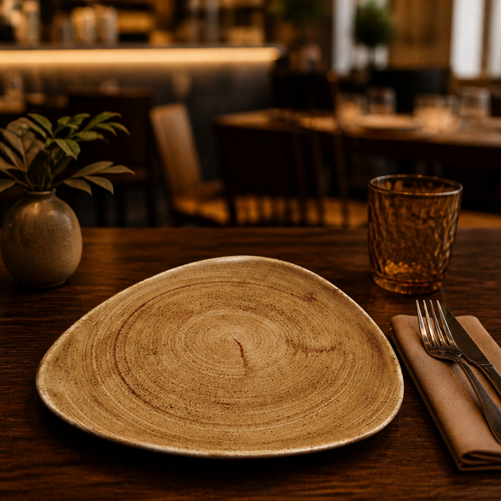 Triangular Plate Vintage Copper Porcelain for Rustic Dining (Pack of 12)