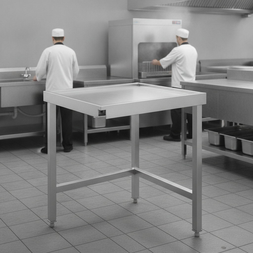 304 Stainless Steel Pass Through Dishwasher Table 600mm for Busy Kitchens