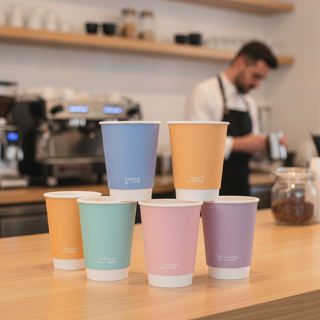PLA & Paper Double Wall Hot Cups 12oz for Takeaway Drinks (Pack of 500)