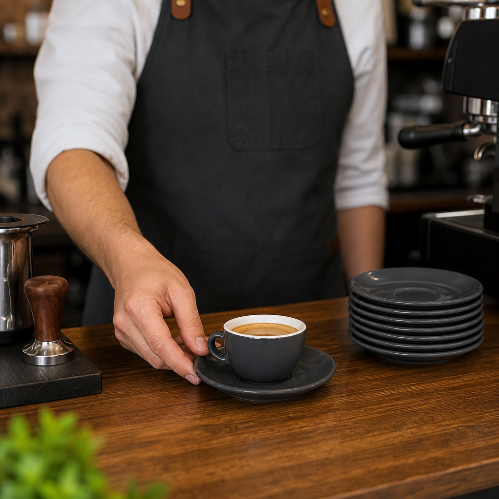 Espresso Saucers 117mm Charcoal Stoneware for Cafés (Pack of 12)