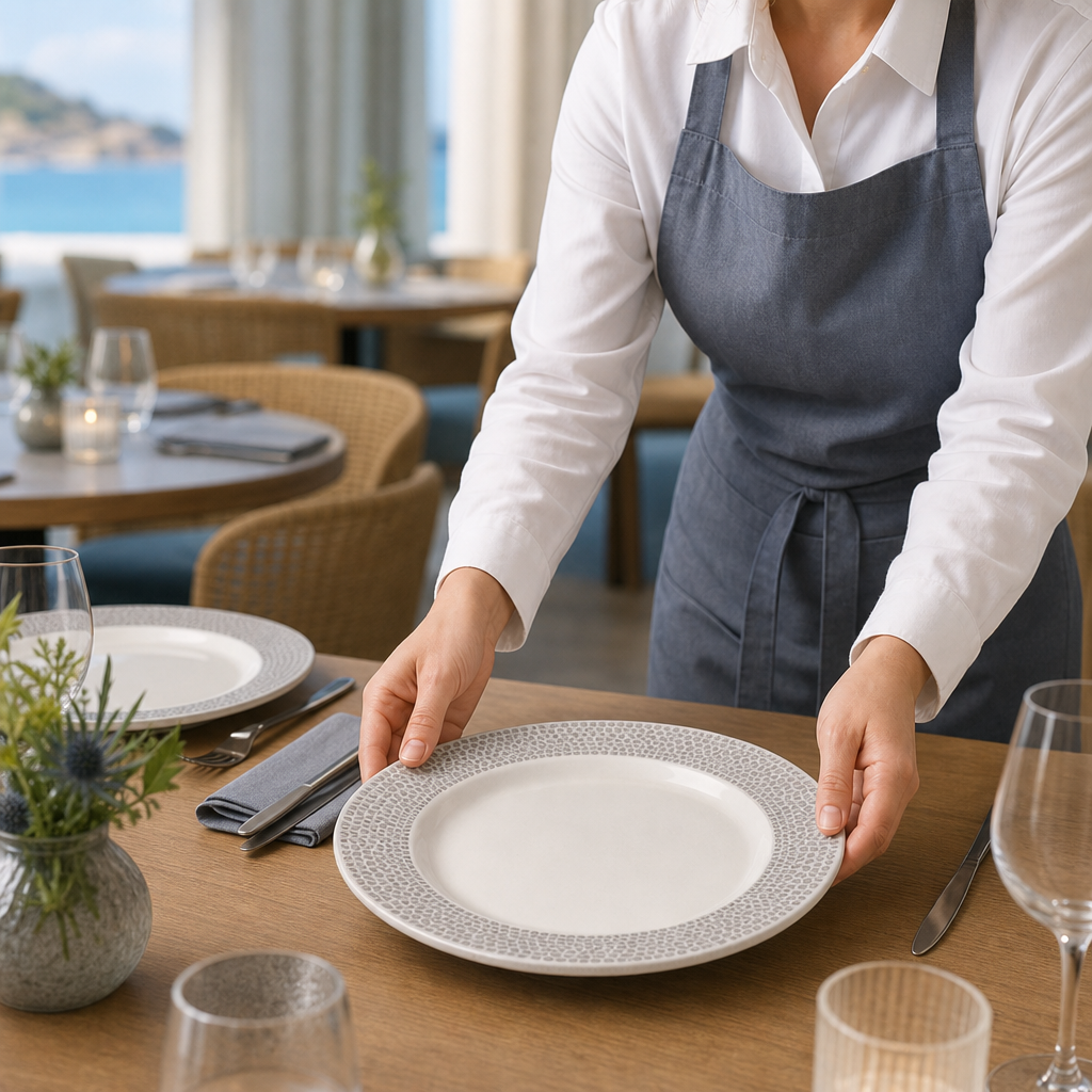 Shale Footed Plates Grey Vitrified Ceramic for Coastal-Inspired Dining (Pack of 12)