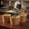Recyclable Kraft Paperboard Soup Containers 230ml for Takeaway