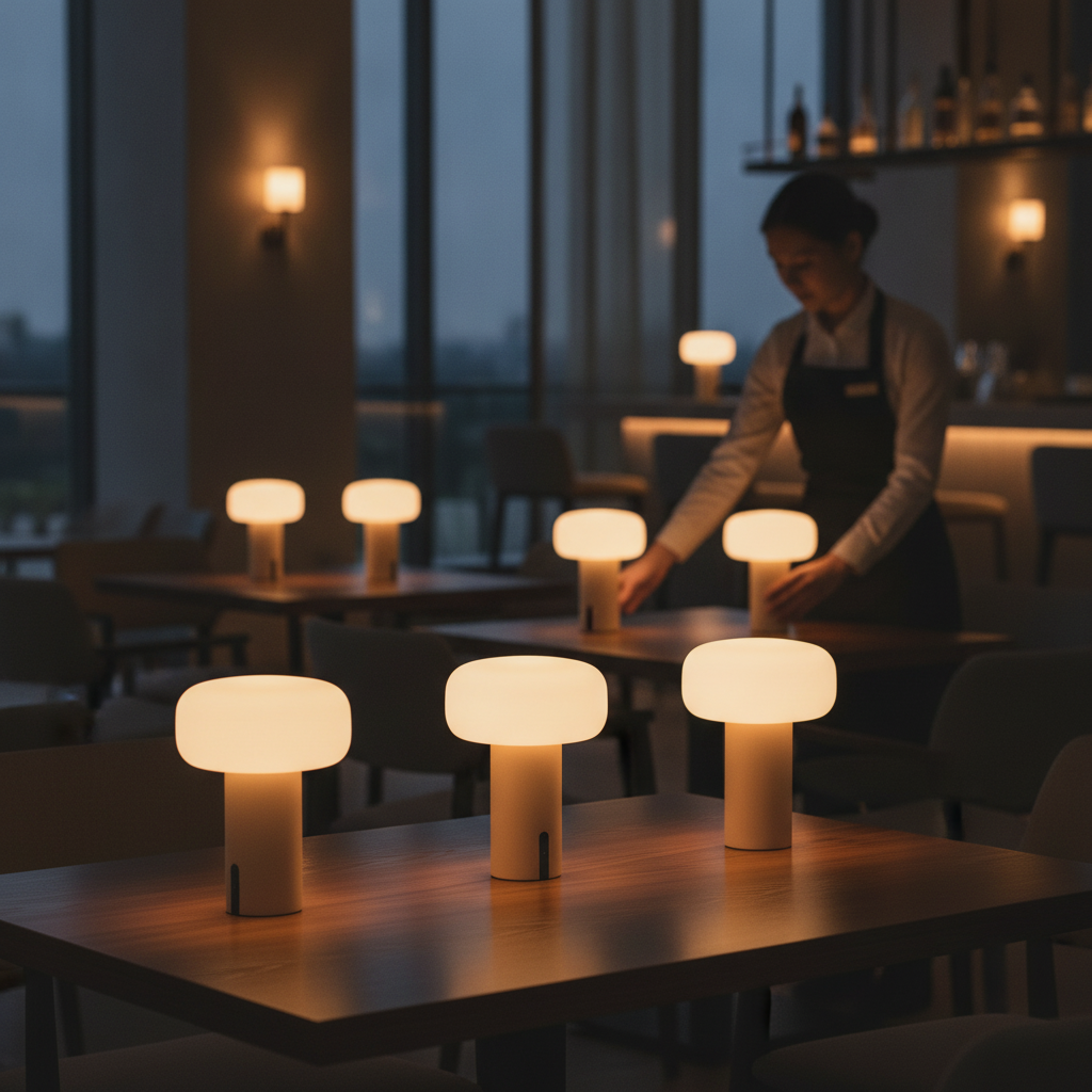 Iron LED Cordless Table Lamps 190mm for Inviting Ambience (Pack of 6)