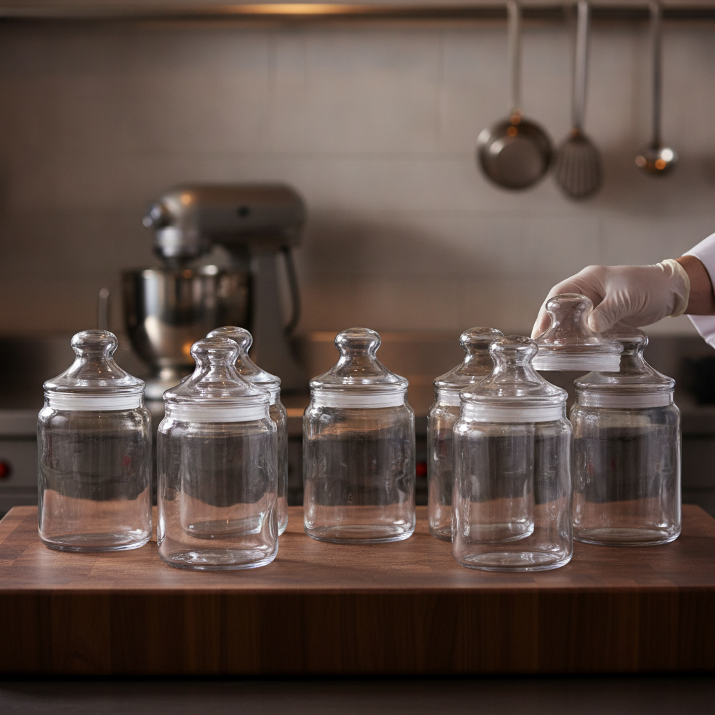 Glass Storage Jar 1L for Cookies and Biscuits (Pack of 6)