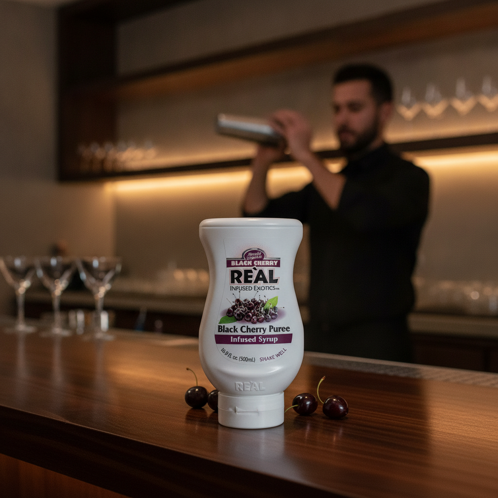 Black Cherry Puree Infused Syrup 500ml for Cocktails