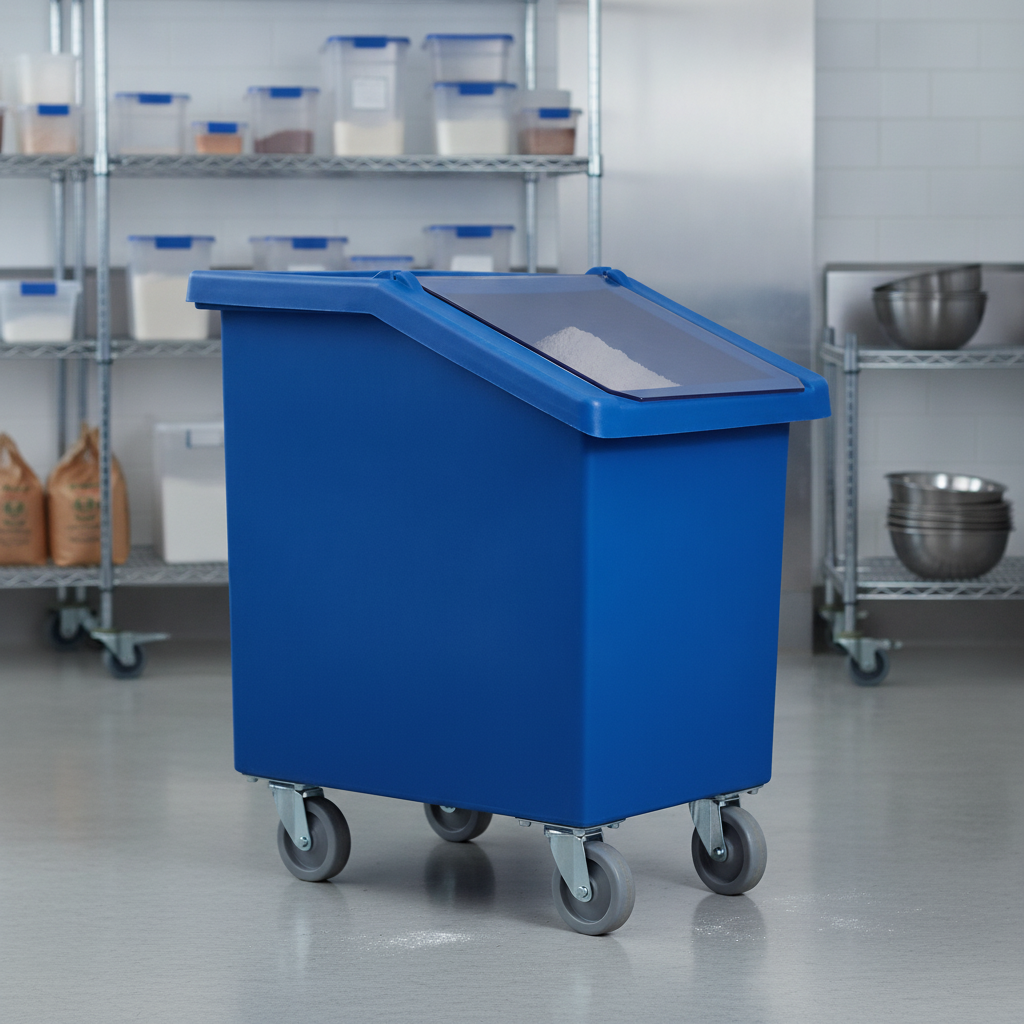 Polyethylene Mobile Ingredient Bin 90L for Food Storage