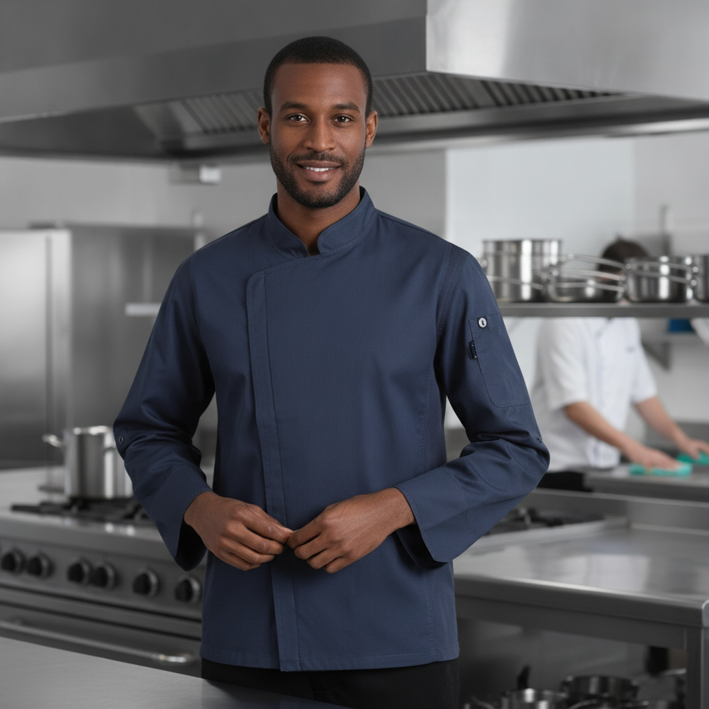 Polycotton Blue Chef Jacket for Busy Kitchens