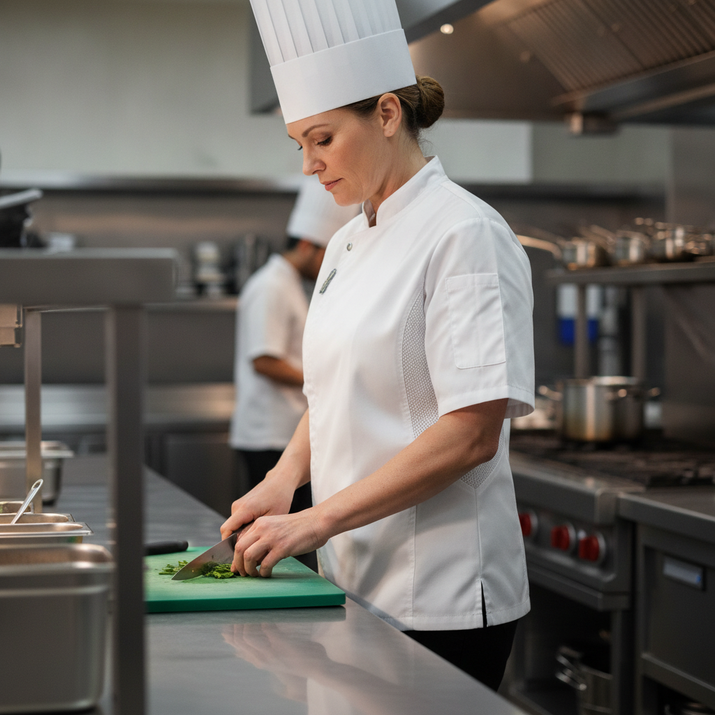 Polycotton White Chef Jacket with Cool Vent Technology for Busy Kitchens