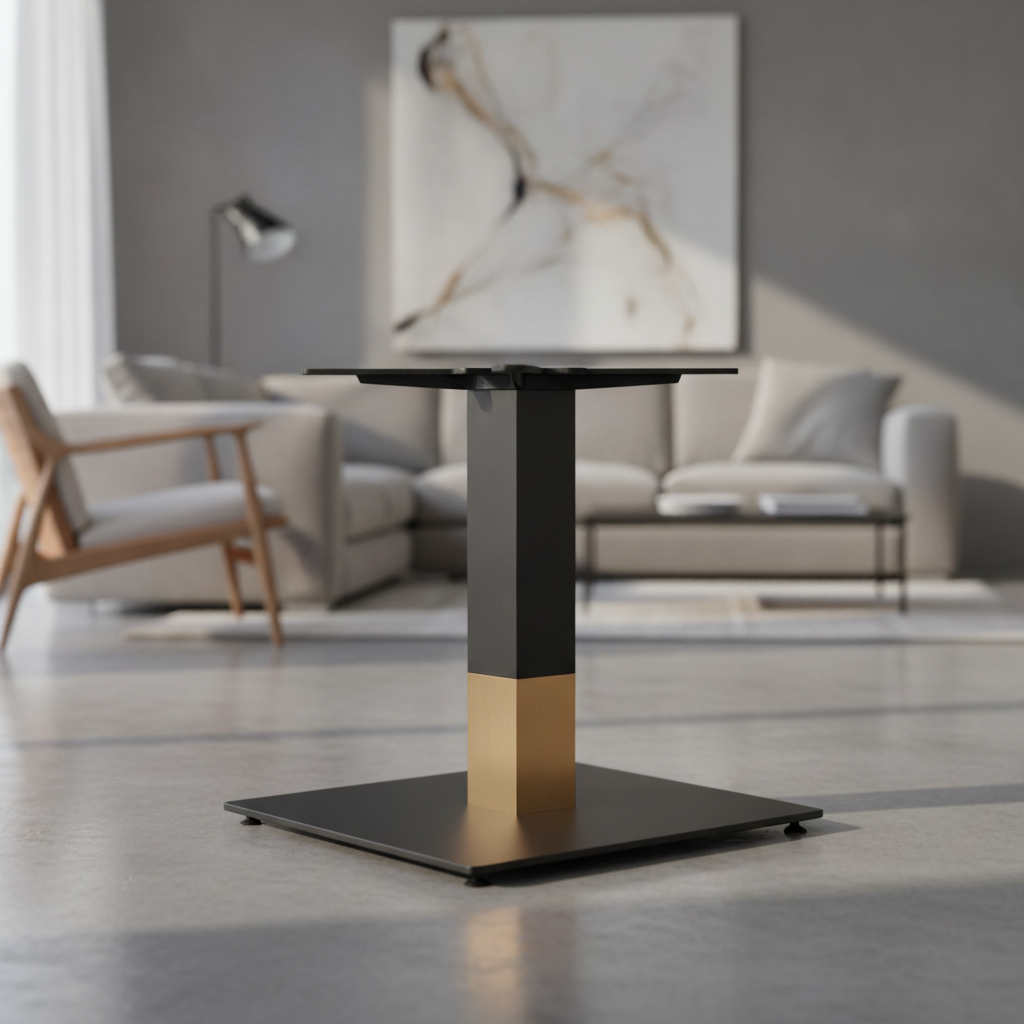 Steel Coffee Table Base with Gold Collar 500x500mm for Indoor Use
