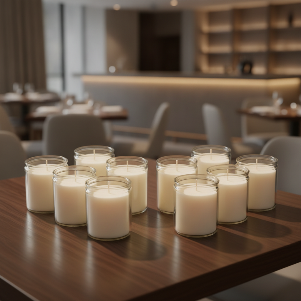Clear Glass Candle Jars with White Wax 82mm for Relaxed Dining (Pack of 8)
