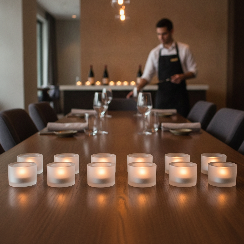 Soda Lime White Tealight Holders 60mm for Restaurants & Events (Pack of 12)