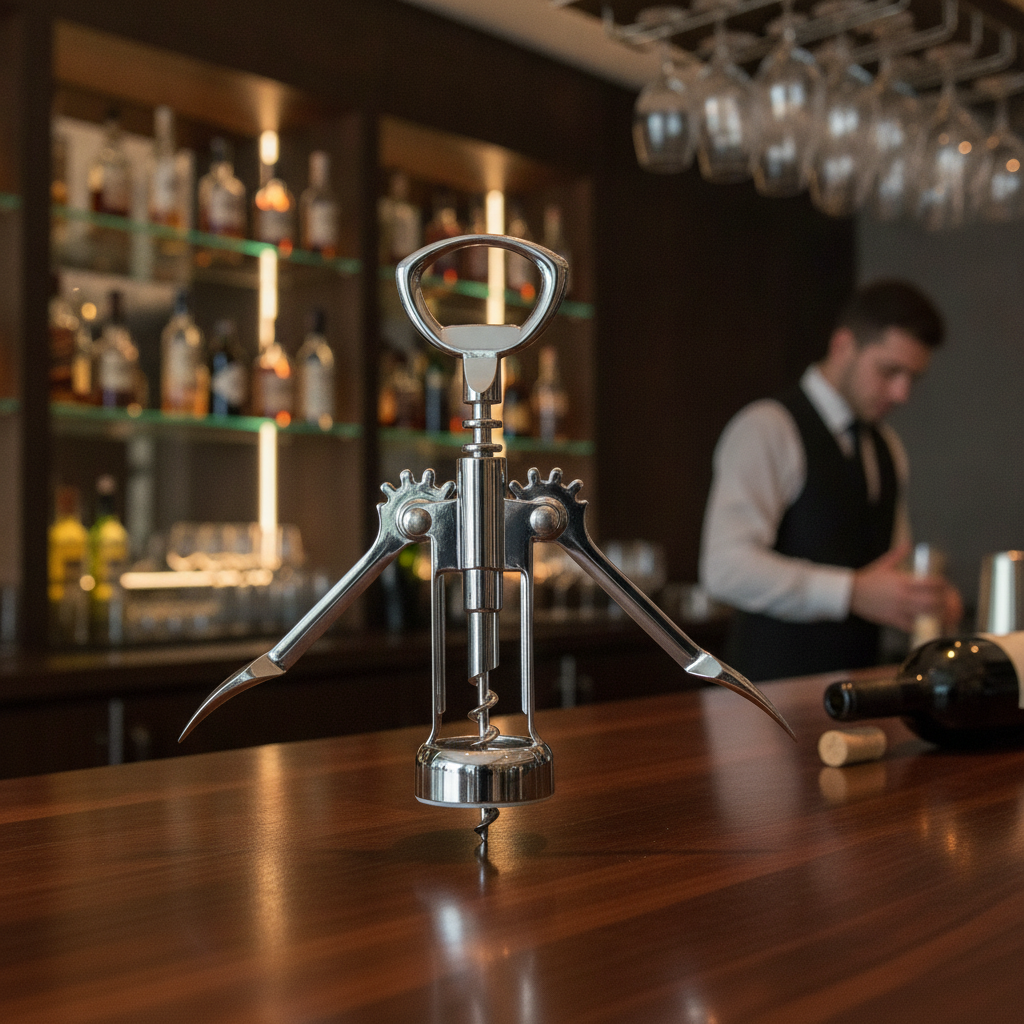 Stainless Steel Winged Corkscrew and Bottle Opener for Bars & Pubs