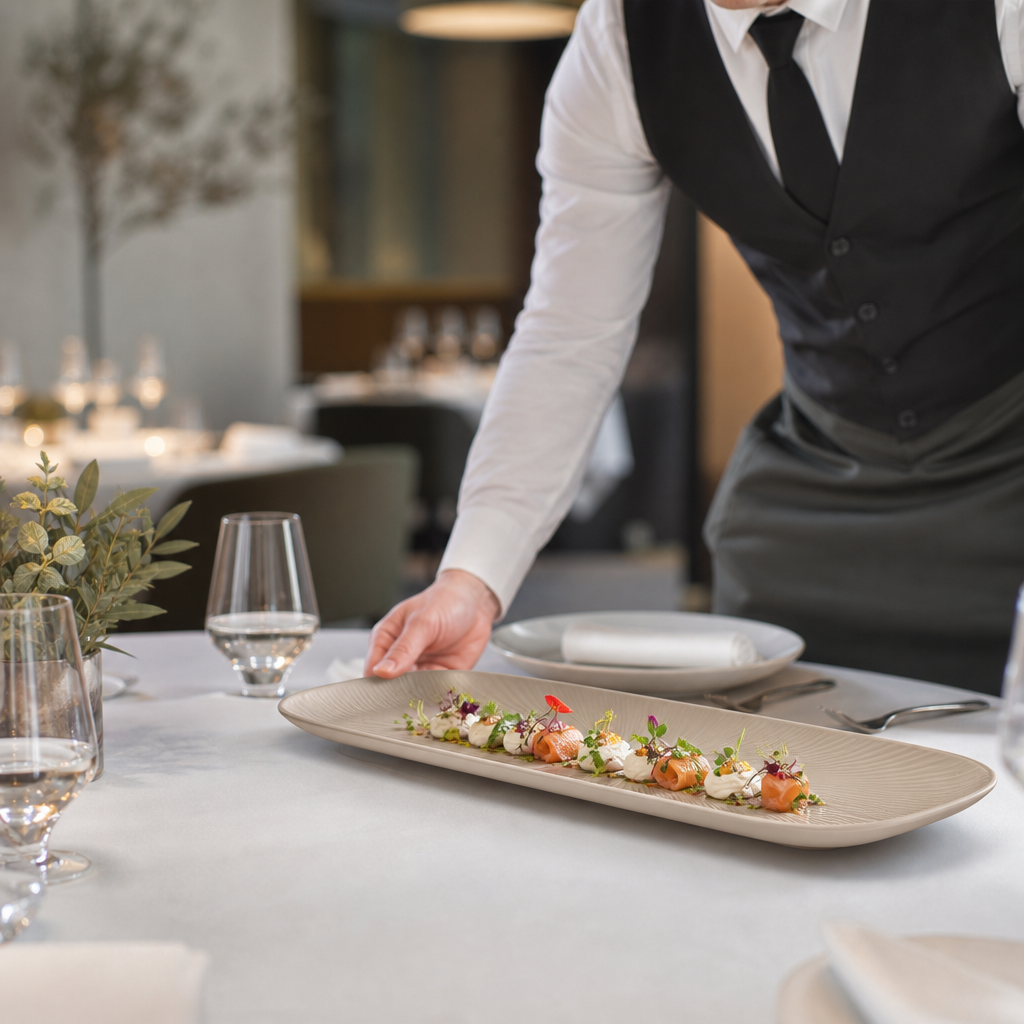 GN Tray 2/4 Sand Melamine for Modern Table Settings