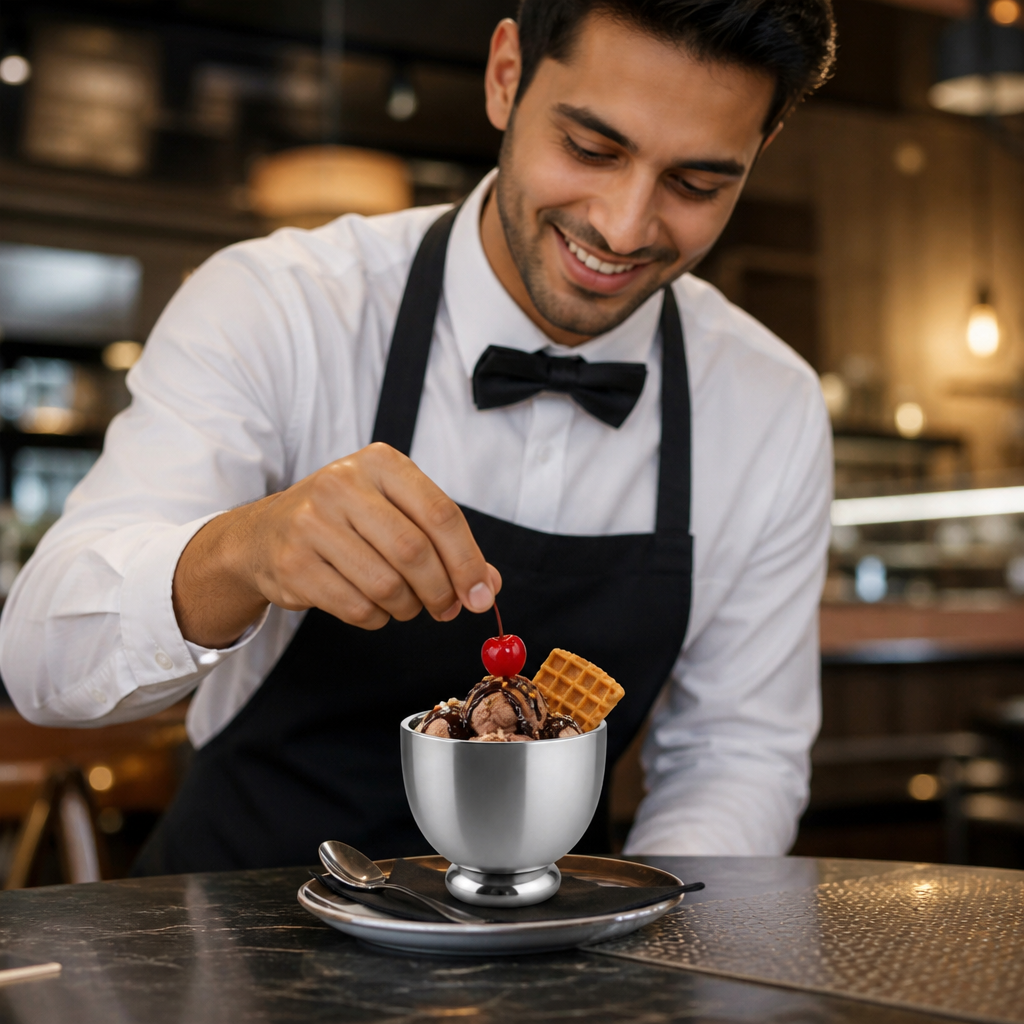 Double Walled Sundae Dish 200ml Stainless Steel for Restaurants