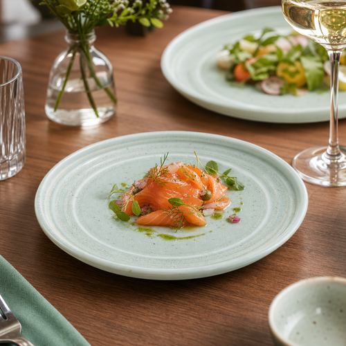 Cavolo Flat Round Plates in Spring Green 180mm for Serving Fresh Meals (Pack of 6)