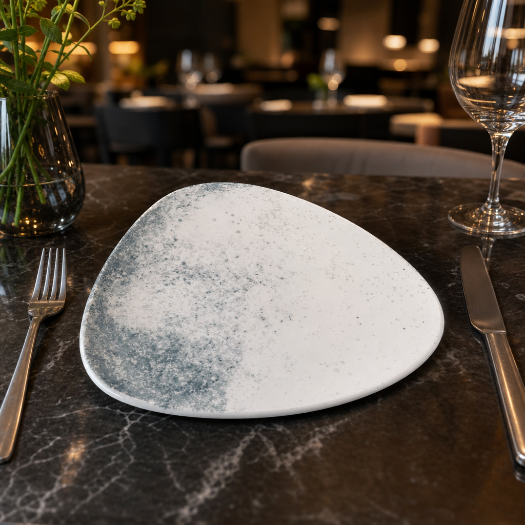 Triangle Plates inch 10 1/2 Blue Vitrified Porcelain for Restaurants & Cafés (Pack of 12)