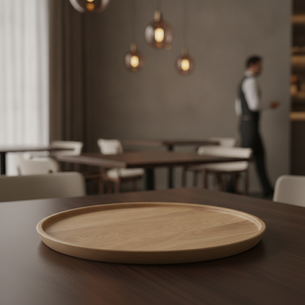 Lacquered Oak Wood Plate 200mm for Catering & Hospitality