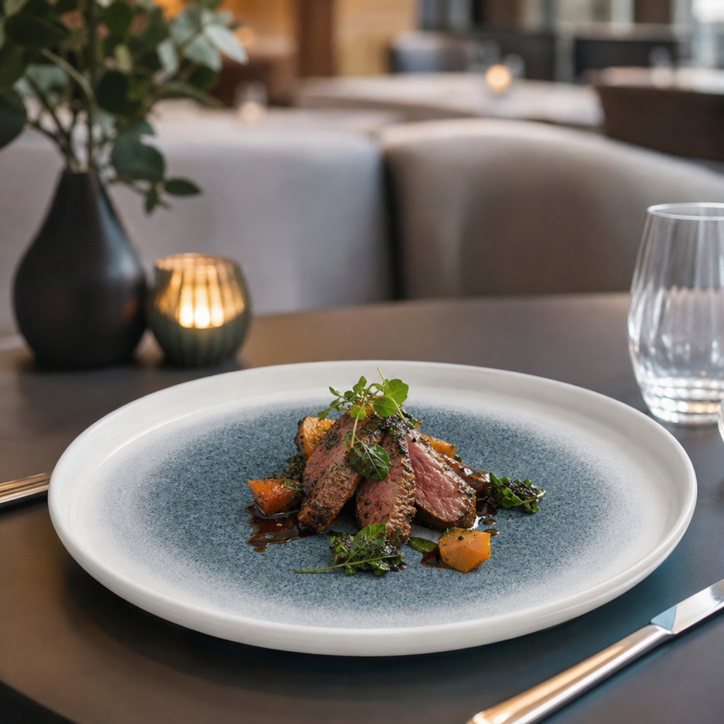 Walled Plates 260mm Blue Vitrified Porcelain for Contemporary Dining (Pack of 6)