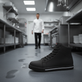 Microfibre Slip Resistant Hi-Top Boots Black for Professional Kitchens