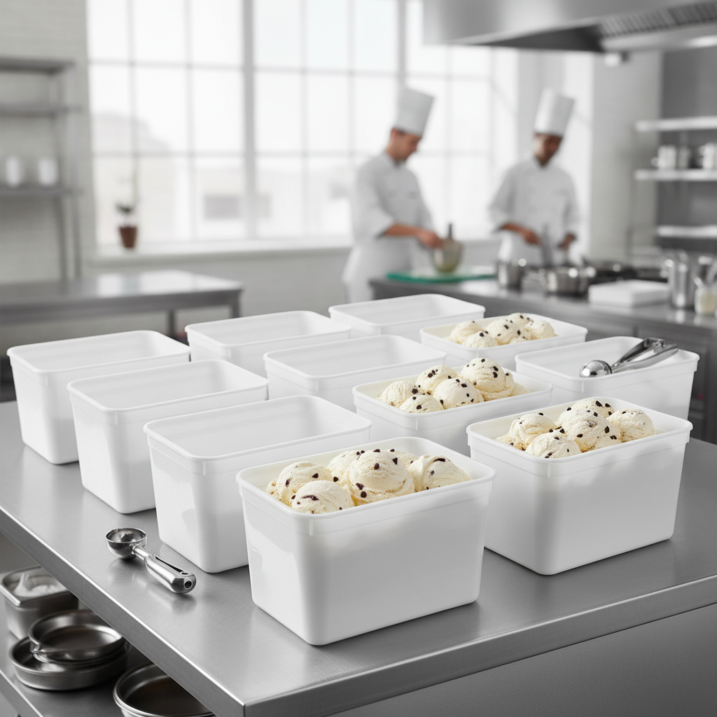 Polypropylene Ice Cream Container 4L for Commercial Use (Pack of 15)