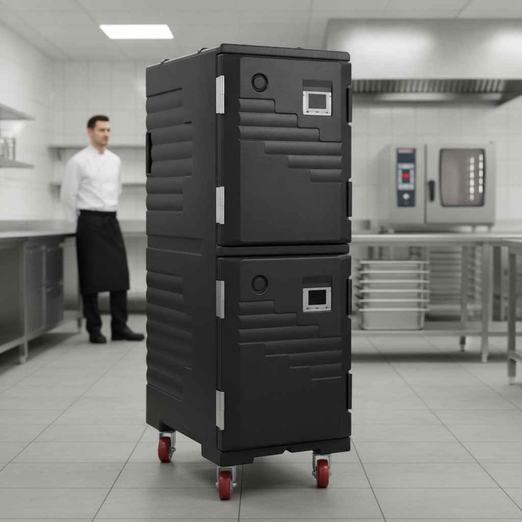Low Density Polyethylene Double Compartment Food Pan Carrier for Catering & Hospitality