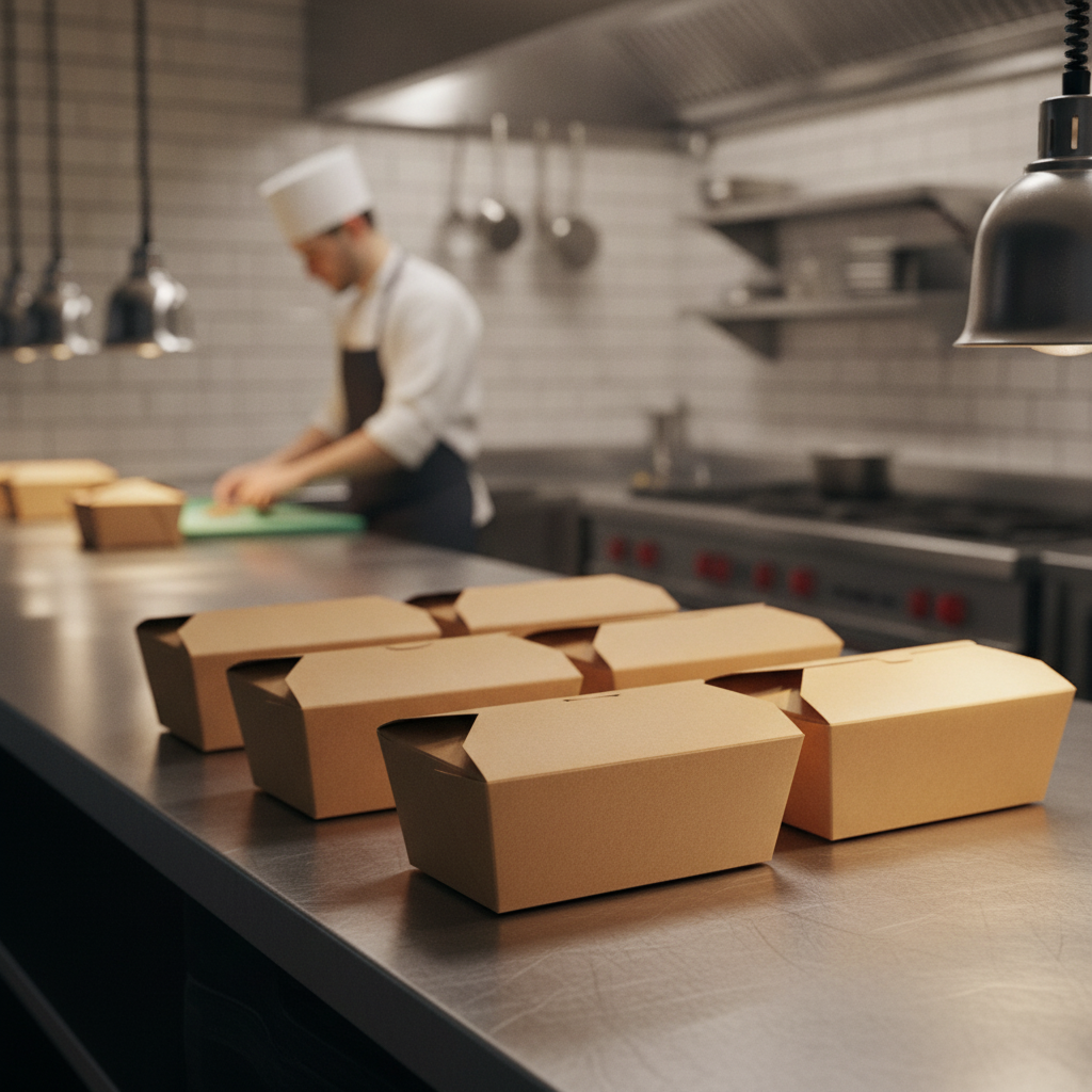 Recycled Kraft Food Boxes 985ml for Takeaway Meals (Pack of 250)