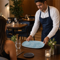 Oblong Plates Aqua Vitrified Porcelain for Diverse Dining Experiences (Pack of 12)