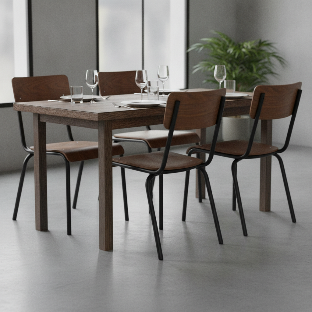 Dark Walnut Wood Side Chairs with Metal Frame 830x500mm for Restaurants (Pack of 4)