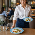 Slimline Plates 202mm Blue Porcelain for Cafés & Restaurants (Pack of 24)