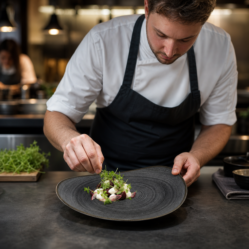 Plate 254mm Black Vitrified Ceramic for Dining Experiences (Pack of 12)