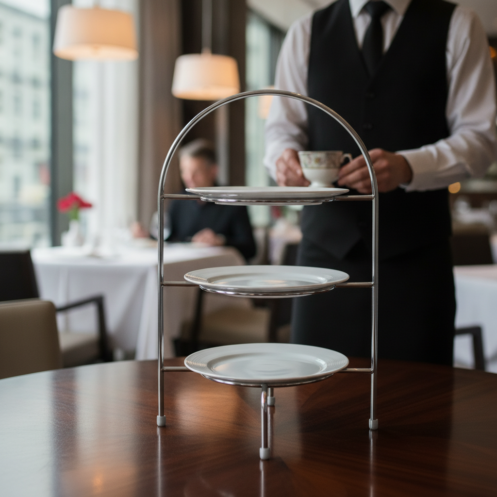 Chrome Afternoon Tea Stand for Plates Up to 270mm for Elegant Serving