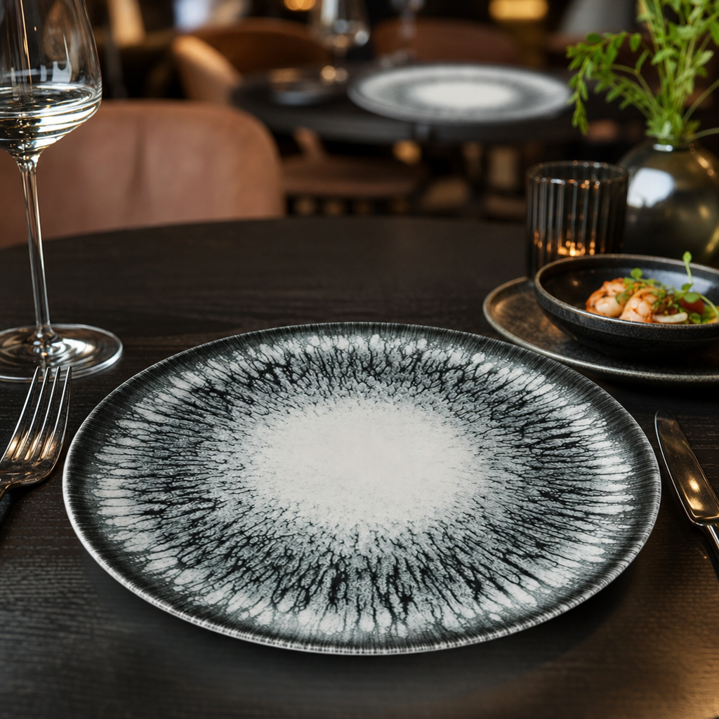 Coupe Plates Black Ceramic for Stylish Dining (Pack of 12)