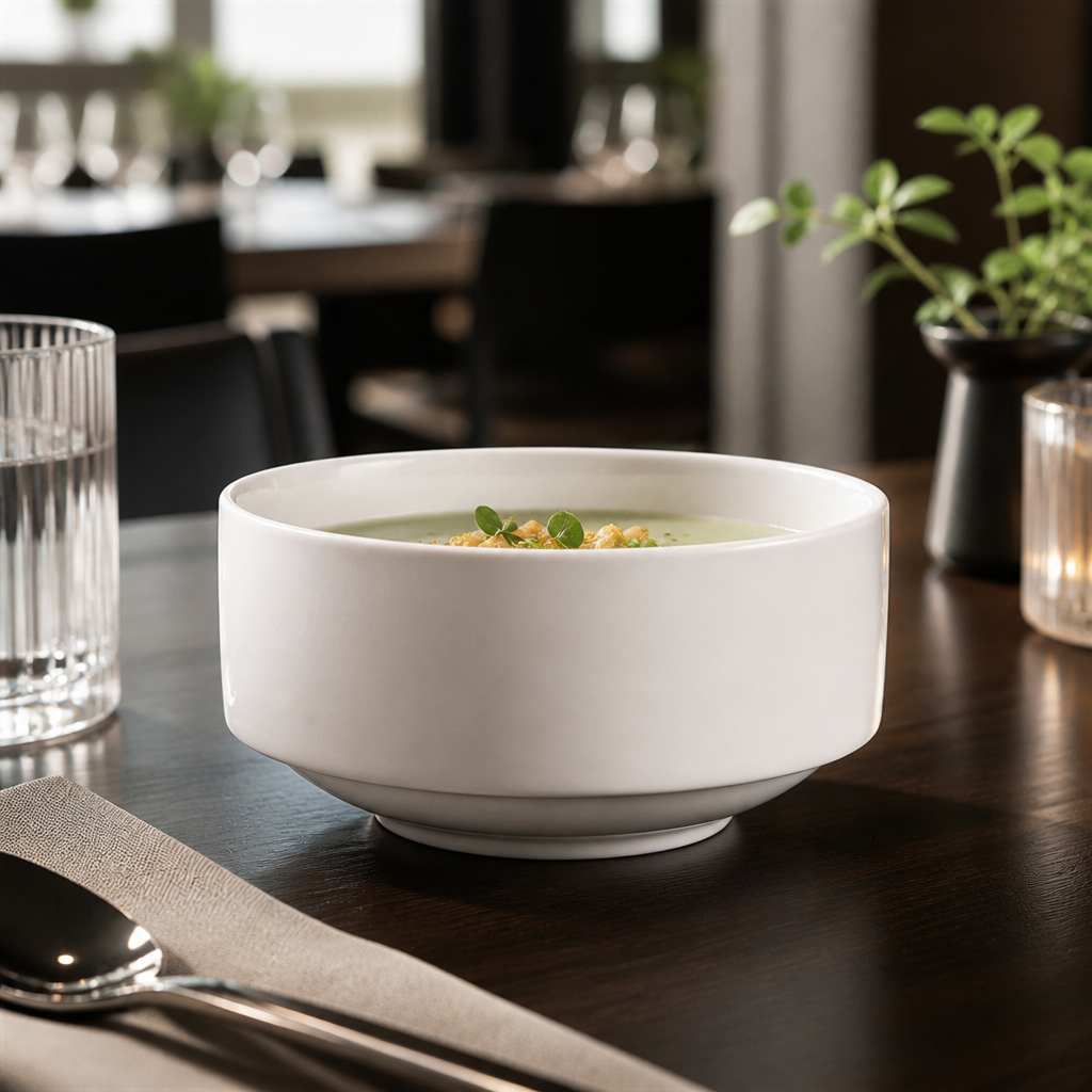 Stackable Porcelain Soup Bowls 398ml for Restaurants & Cafés