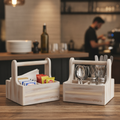Acacia Wood Small Table Caddy 144x147mm for Cafés & Restaurants (Pack of 2)
