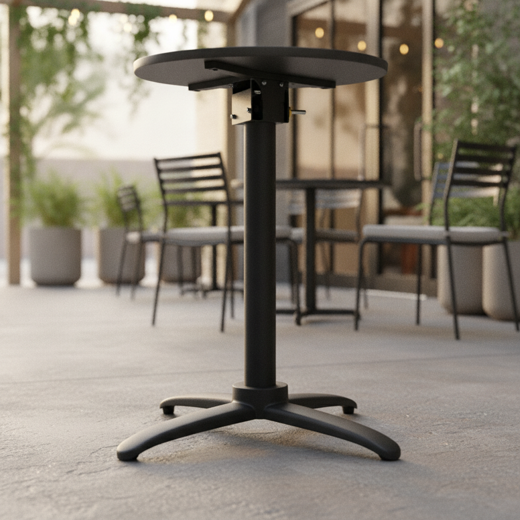 Aluminium Flip Top Table Base Black 480x480mm for Indoor & Outdoor Use